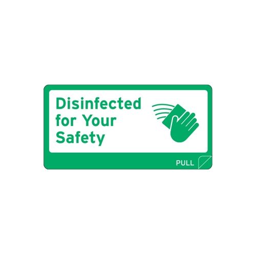 Ecolab® Disinfected Surface Decal, Green & White, Waterproof, 500 Stickers per Roll, 2 in x 4 in